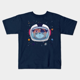 Sad Cat with Astronaut Helmet Kids T-Shirt